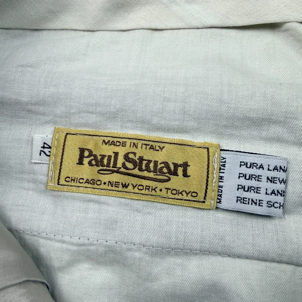 Paul Stuart Mens‎ Pleated Wool Dress Pants Trousers Made in Italy Gray Size 42